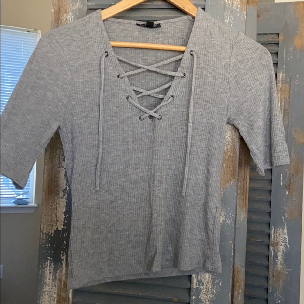 2/$35! Topshop crop top with lace-up detailing